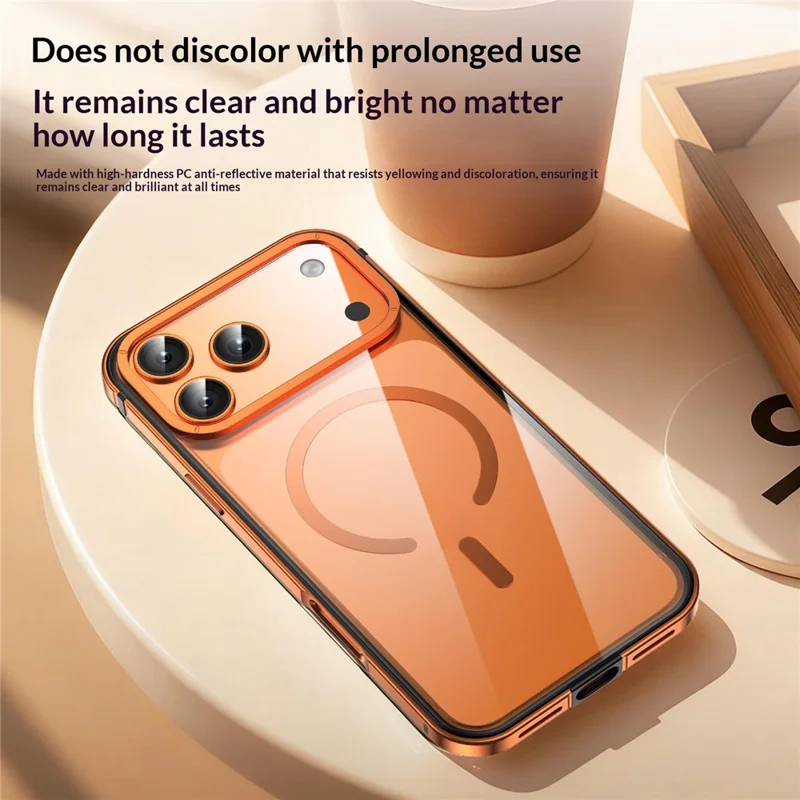 For iPhone 17 Pro Max Magnetic Case Alloy + TPU + PC Clear Ultra-Thin Phone Cover - Blue