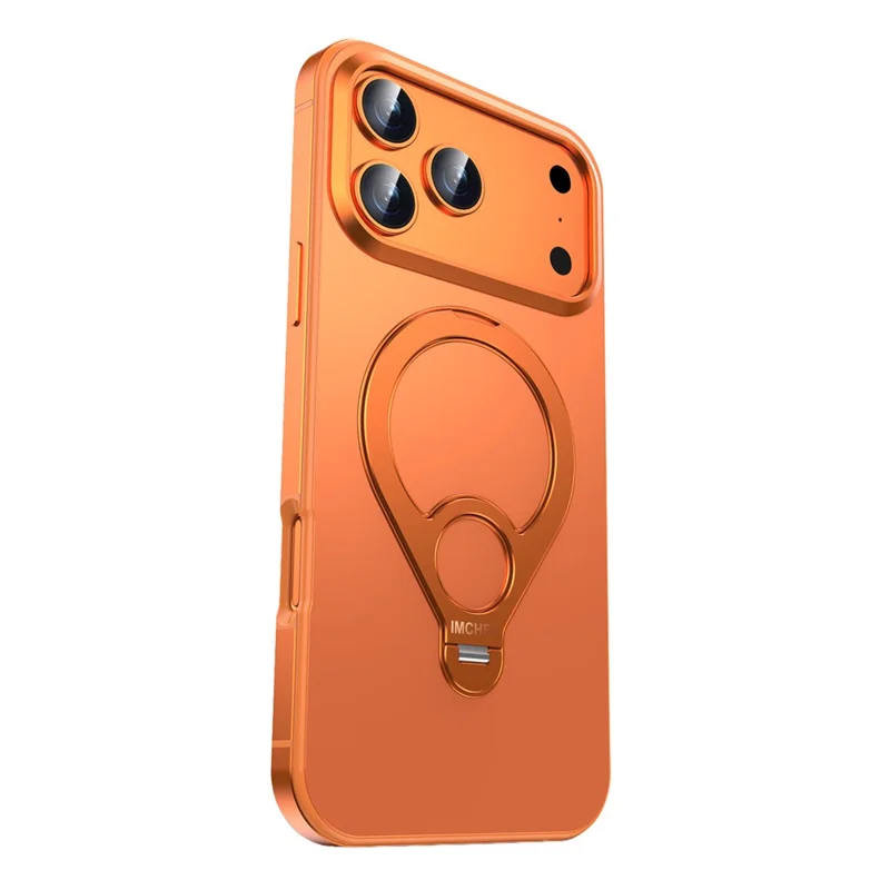 IM-CHEN For iPhone 17 Pro Max Magnetic Case Tennis Racket Kickstand Metal + PC Shockproof Phone Cover - Orange