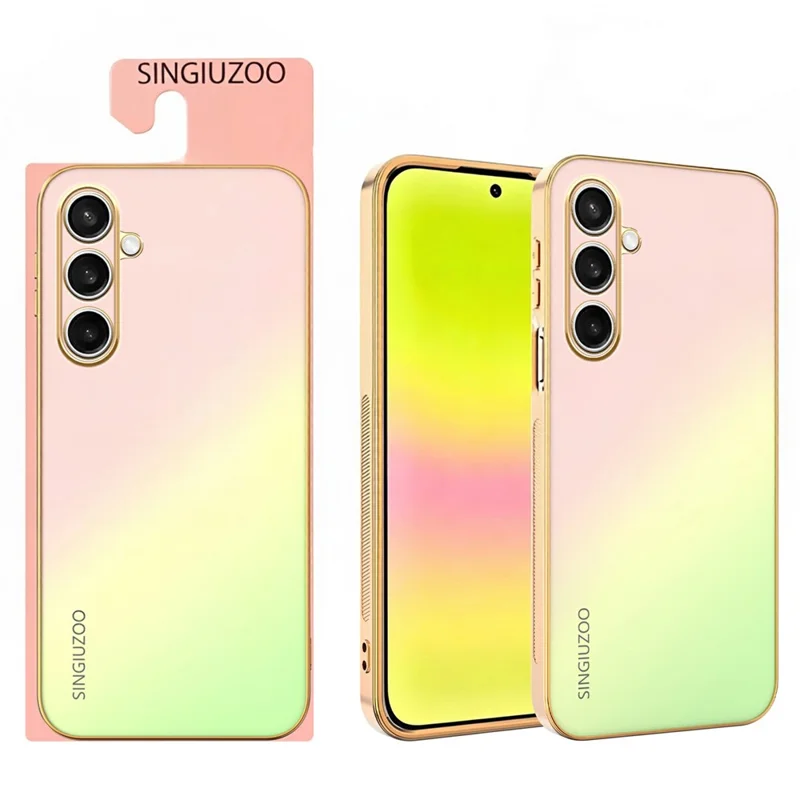 Funda SINGIUZOO para Samsung Galaxy S25 FE, carcasa electrochapada con color degradado mate AG, cubierta de teléfono PC + TPU - Rosa
