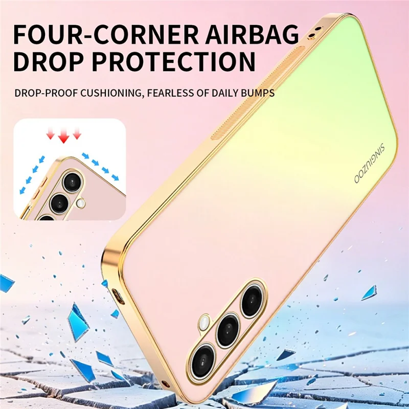 Funda SINGIUZOO para Samsung Galaxy S25 FE, carcasa electrochapada con color degradado mate AG, cubierta de teléfono PC + TPU - Rosa