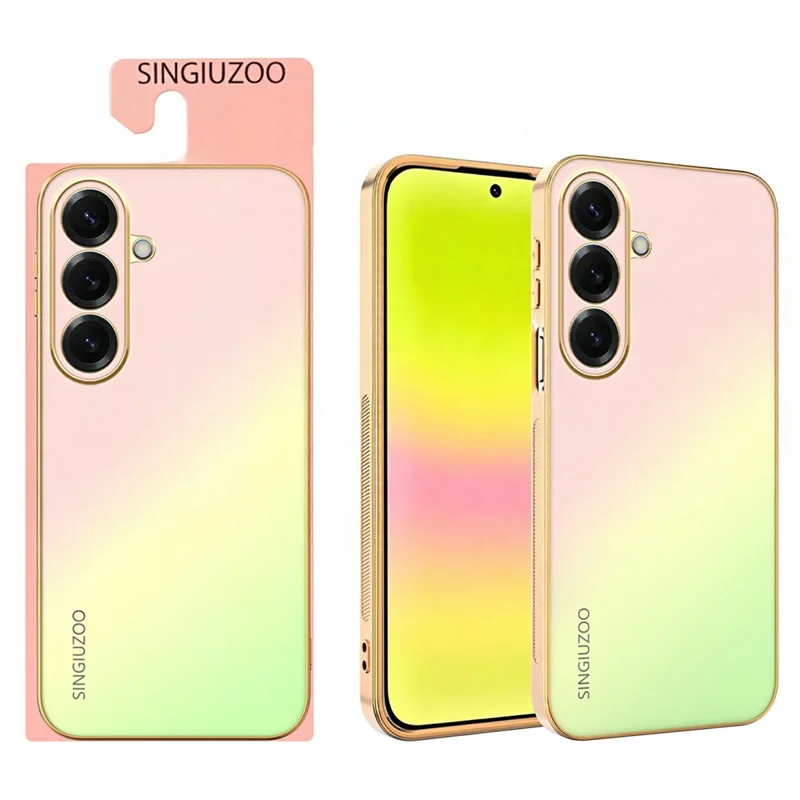 SINGIUZOO Чехол для Samsung Galaxy S26 FE, гальваническое покрытие, матовый градиентный цвет, PC + TPU, чехол для телефона — розовый