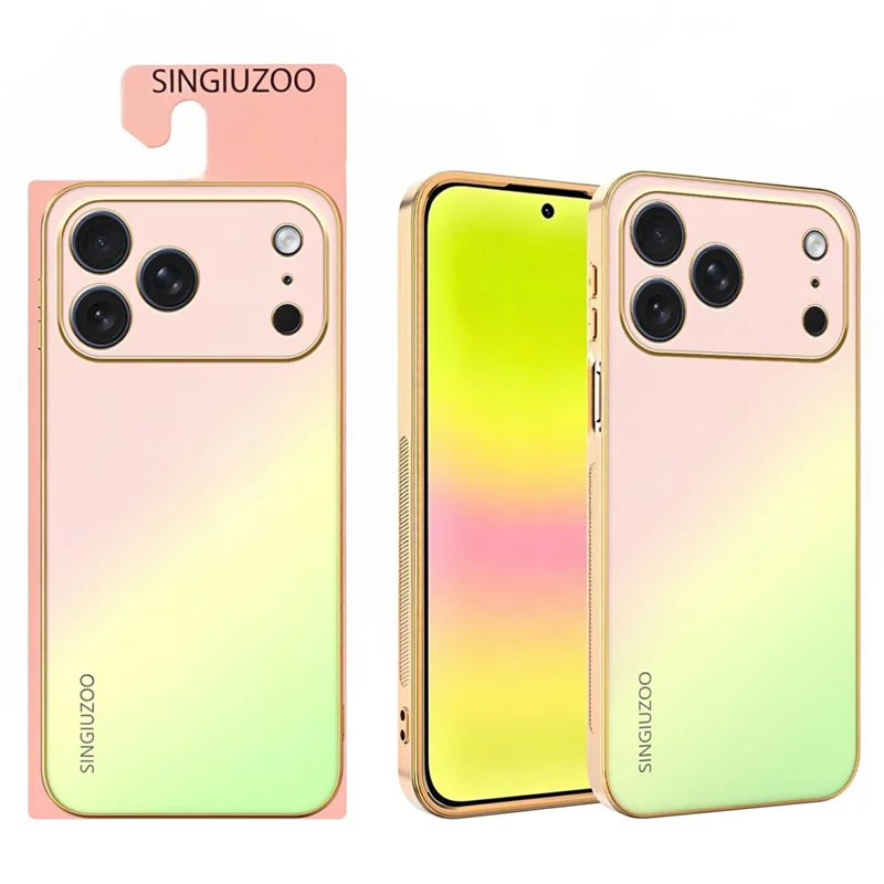SINGIUZOO For iPhone 18 Pro Max  /  17 Pro Max Case Electroplated AG Matte Gradient Color PC + TPU Phone Cover - Pink