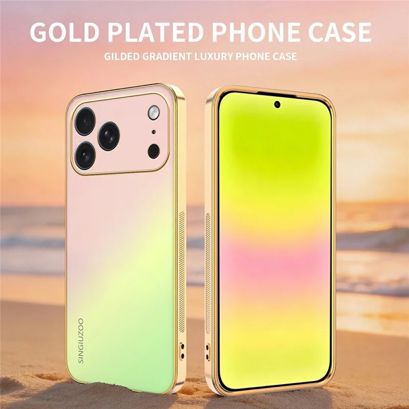 SINGIUZOO For iPhone 18 Pro Max  /  17 Pro Max Case Electroplated AG Matte Gradient Color PC + TPU Phone Cover - Pink