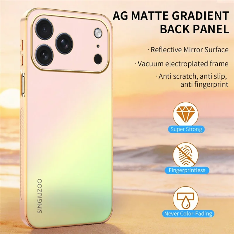 SINGIUZOO For iPhone 18 Pro Max  /  17 Pro Max Case Electroplated AG Matte Gradient Color PC + TPU Phone Cover - Pink