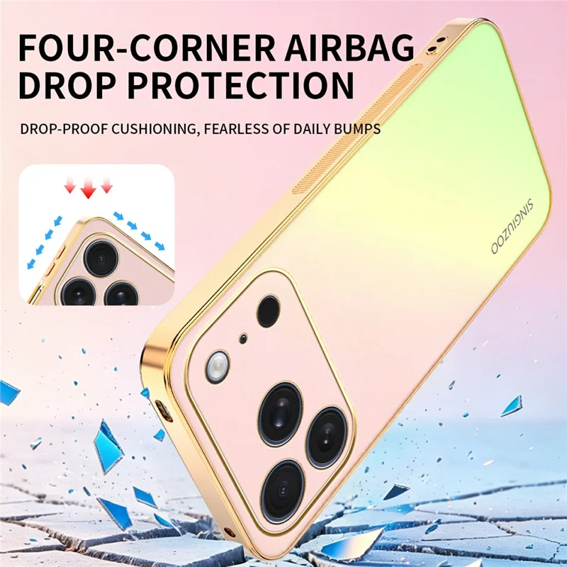 SINGIUZOO For iPhone 18 Pro  /  17 Pro Case Electroplated AG Matte Gradient Color PC + TPU Phone Cover - Pink
