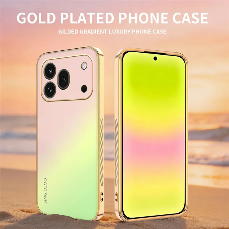 SINGIUZOO Custodia per Honor 600 Pro 5G Cover per Telefono PC + TPU con Effetto Gradiente Opaco AG Placcata a Vapore - Rosa
