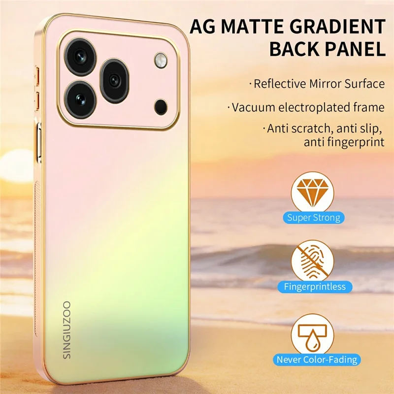 SINGIUZOO Custodia per Honor 600 Pro 5G Cover per Telefono PC + TPU con Effetto Gradiente Opaco AG Placcata a Vapore - Rosa