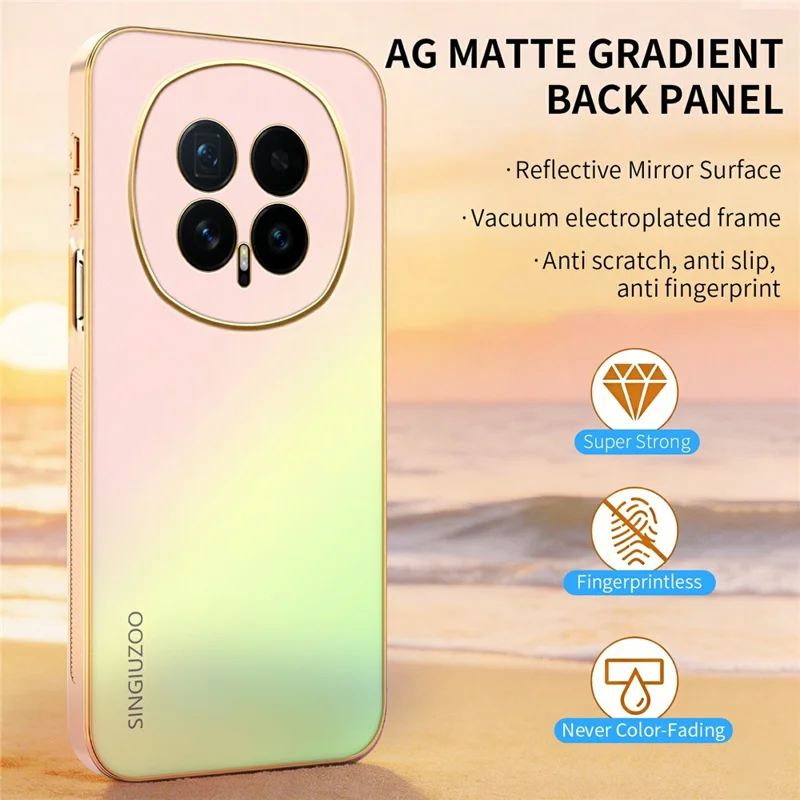 SINGIUZOO For Honor Magic8 5G Case Electroplated AG Matte Gradient Color PC + TPU Phone Cover - Pink