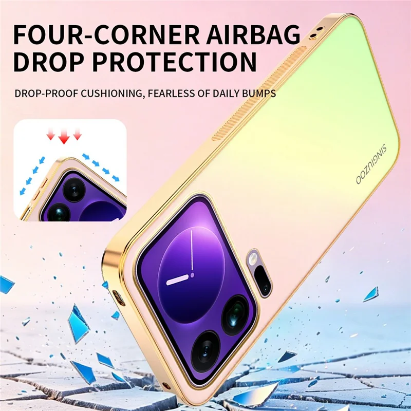SINGIUZOO For Xiaomi 17 Pro Max Case Electroplated AG Matte Gradient Color PC + TPU Phone Cover - Pink