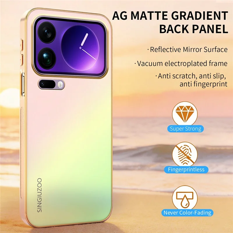 SINGIUZOO For Xiaomi 17 Pro Max Case Electroplated AG Matte Gradient Color PC + TPU Phone Cover - Pink