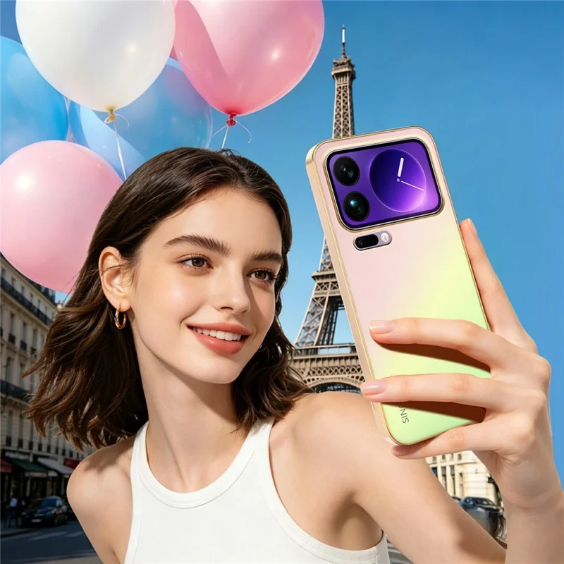 SINGIUZOO For Xiaomi 17 Pro Max Case Electroplated AG Matte Gradient Color PC + TPU Phone Cover - Pink