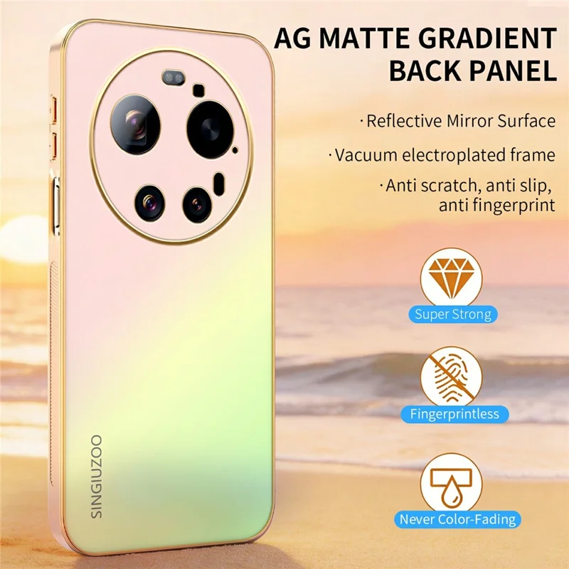 SINGIUZOO For Xiaomi 17 Ultra 5G Case Electroplated AG Matte Gradient Color PC + TPU Phone Cover - Pink