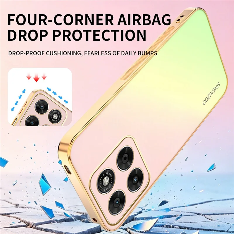 SINGIUZOO For Motorola Moto G56 5G Case Electroplated AG Matte Gradient Color PC + TPU Phone Cover - Pink