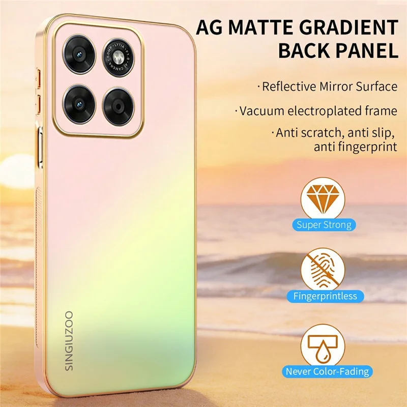 SINGIUZOO For Motorola Moto G56 5G Case Electroplated AG Matte Gradient Color PC + TPU Phone Cover - Pink
