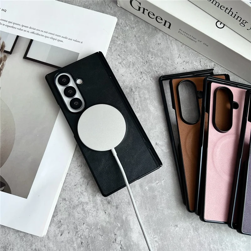 Etui magnetyczne dla Samsung Galaxy Z Fold8 Ultra z ekranem ochronnym, teksturą skóry, zawiasem sprężynowym, ochronna obudowa - różowy