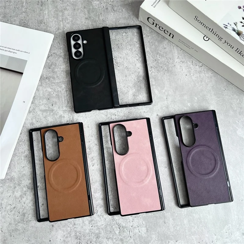 Etui magnetyczne dla Samsung Galaxy Z Fold8 Ultra z ekranem ochronnym, teksturą skóry, zawiasem sprężynowym, ochronna obudowa - różowy