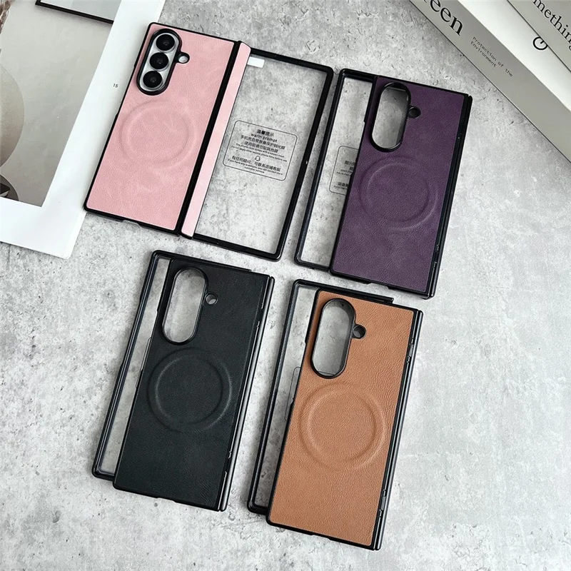 Etui magnetyczne dla Samsung Galaxy Z Fold8 Ultra z ekranem ochronnym, teksturą skóry, zawiasem sprężynowym, ochronna obudowa - różowy
