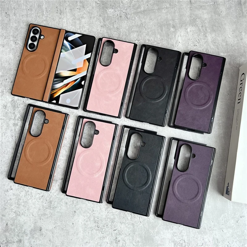 Etui magnetyczne dla Samsung Galaxy Z Fold8 Ultra z ekranem ochronnym, teksturą skóry, zawiasem sprężynowym, ochronna obudowa - różowy