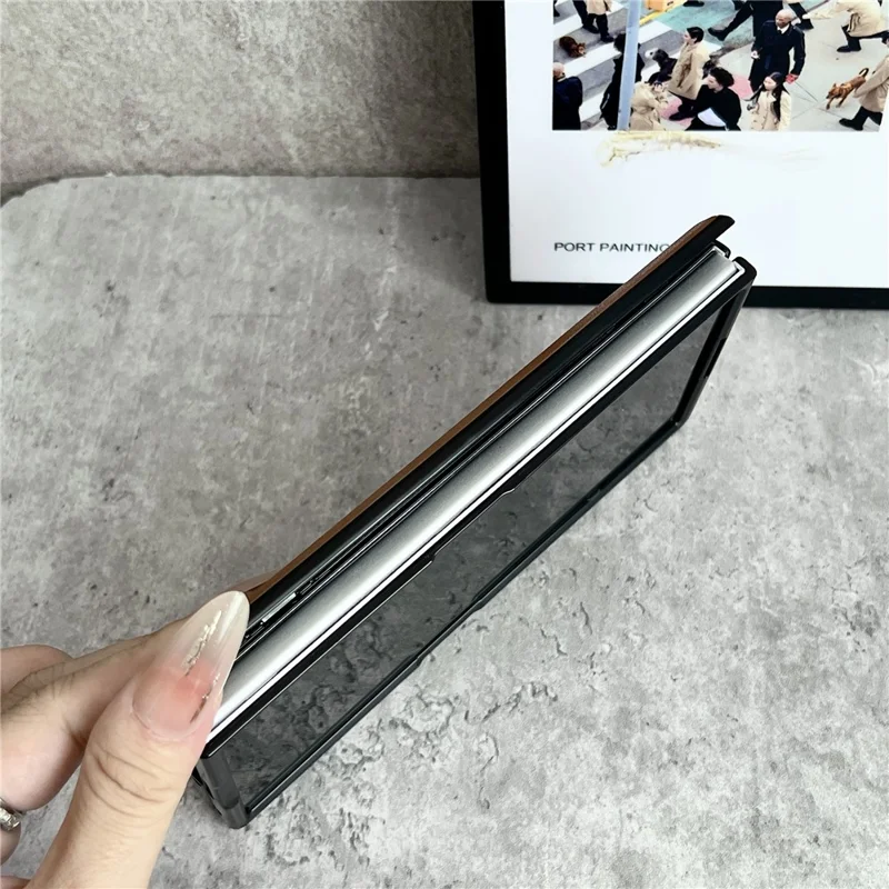 Etui magnetyczne dla Samsung Galaxy Z Fold8 Ultra z ekranem ochronnym, teksturą skóry, zawiasem sprężynowym, ochronna obudowa - różowy