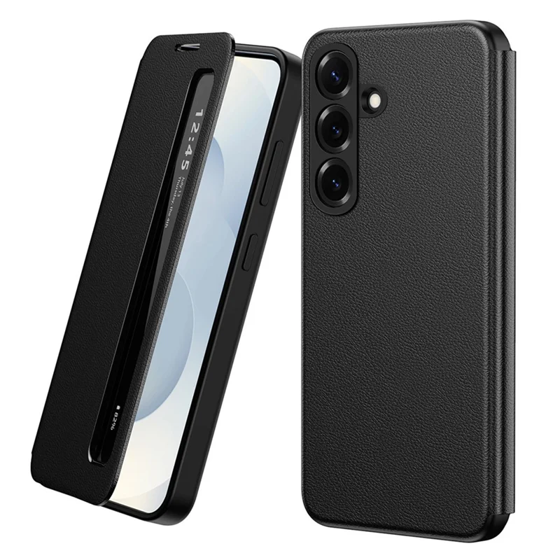 For Samsung Galaxy S26 FE Case Smart View Window Leather Phone Cover - Black