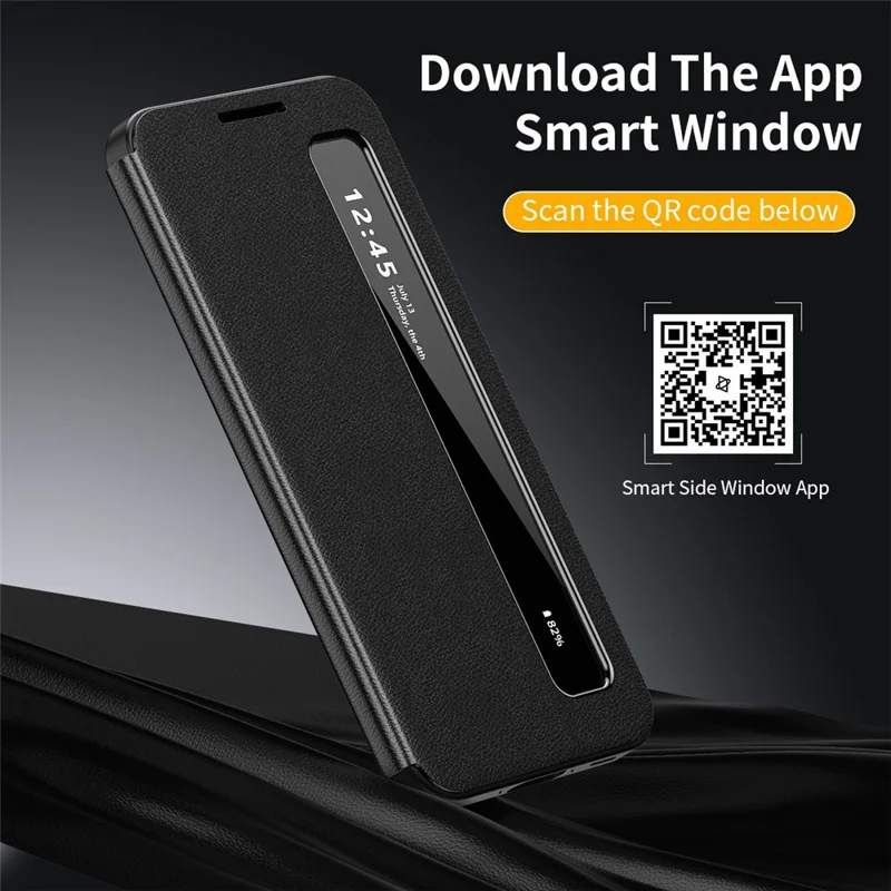 For Samsung Galaxy S26 FE Case Smart View Window Leather Phone Cover - Black