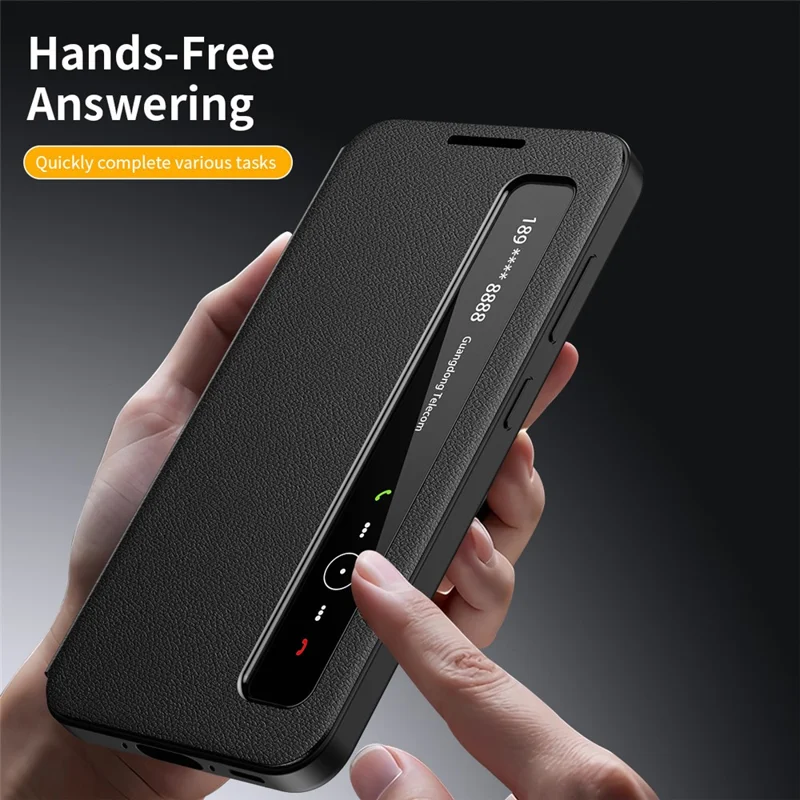 For Samsung Galaxy S26 FE Case Smart View Window Leather Phone Cover - Black