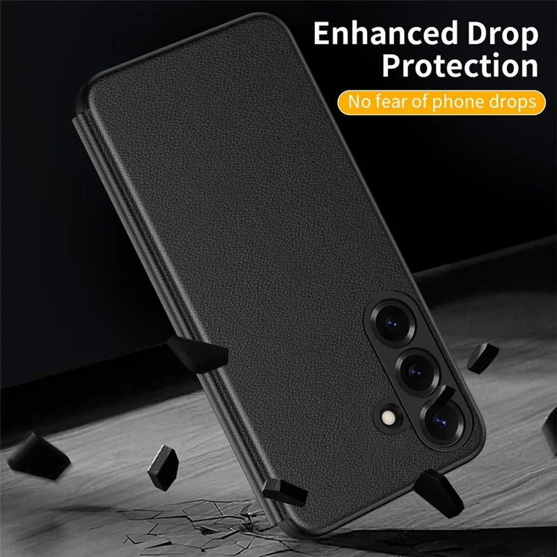 For Samsung Galaxy S26 FE Case Smart View Window Leather Phone Cover - Black