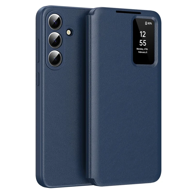 For Samsung Galaxy S26 FE Case with Card Holder Smart View Window Leather Phone Cover - Sapphire