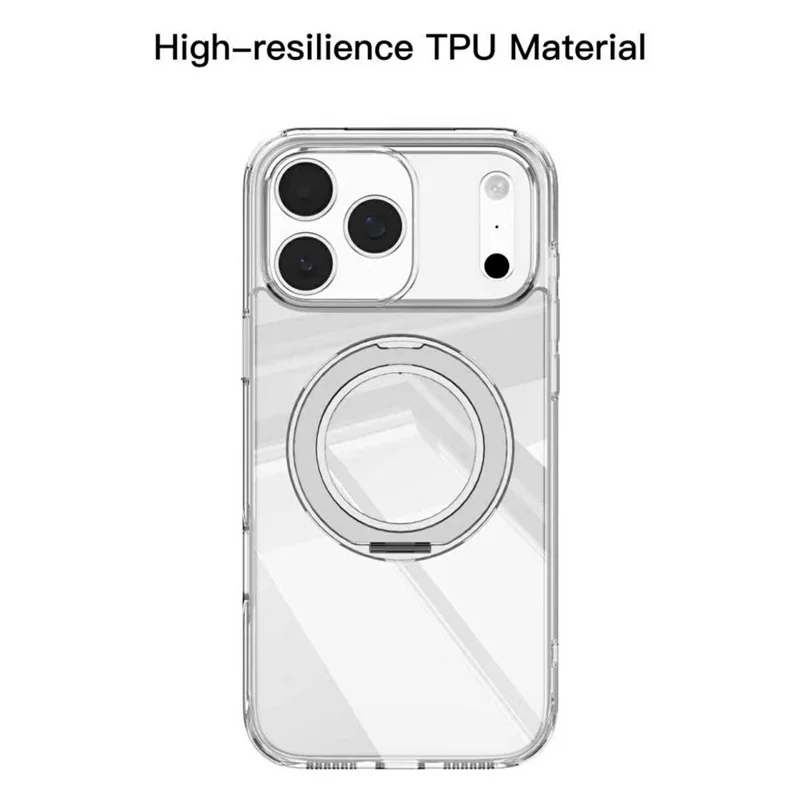 MUTURAL til iPhone 18 Pro / 17 Pro Case med magnetisk roterbar stativring PC + TPU gennemsigtig hylster - Transparent