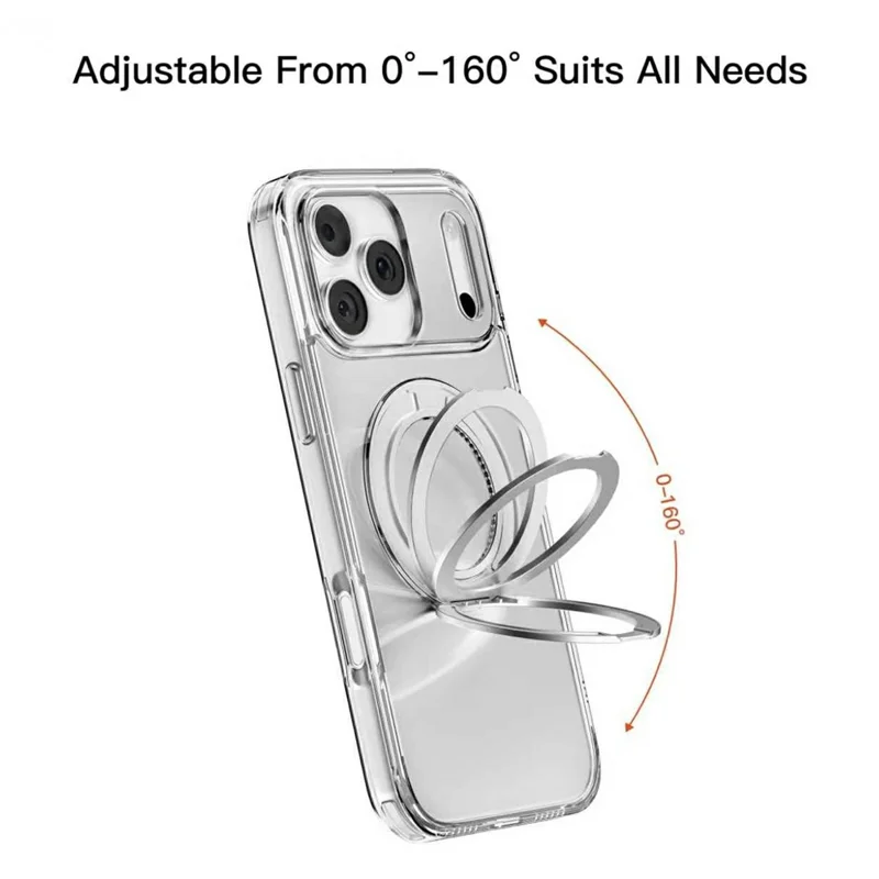 MUTURAL til iPhone 18 Pro / 17 Pro Case med magnetisk roterbar stativring PC + TPU gennemsigtig hylster - Transparent