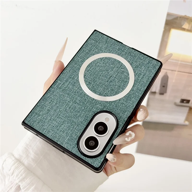 For Samsung Galaxy Z Fold8 Magnetic Case Drop-Proof PC + Cloth Back Phone Cover - Green