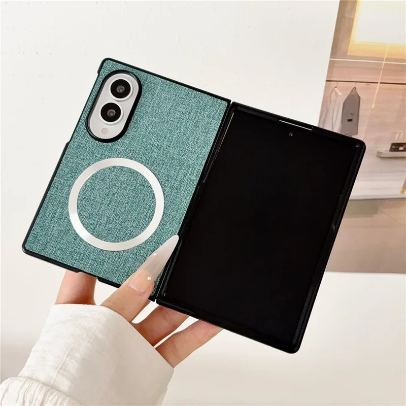 For Samsung Galaxy Z Fold8 Magnetic Case Drop-Proof PC + Cloth Back Phone Cover - Green