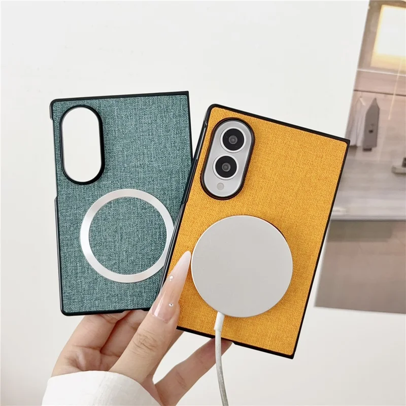 For Samsung Galaxy Z Fold8 Magnetic Case Drop-Proof PC + Cloth Back Phone Cover - Green