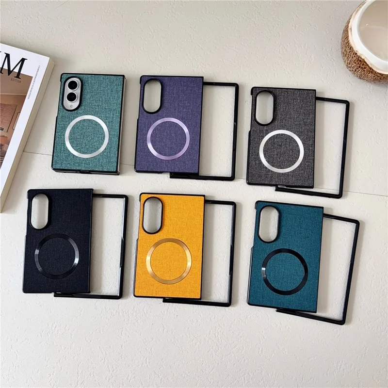 For Samsung Galaxy Z Fold8 Magnetic Case Drop-Proof PC + Cloth Back Phone Cover - Green