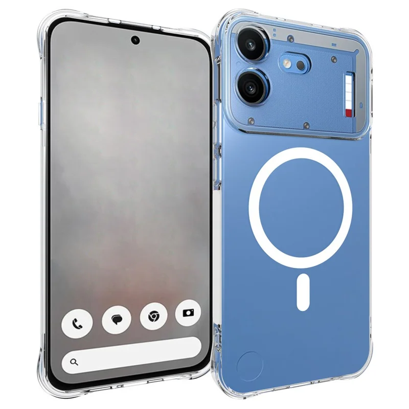 For Nothing Phone (4b) Magnetic Case TPU Anti-drop Phone Back Cover - Transparent