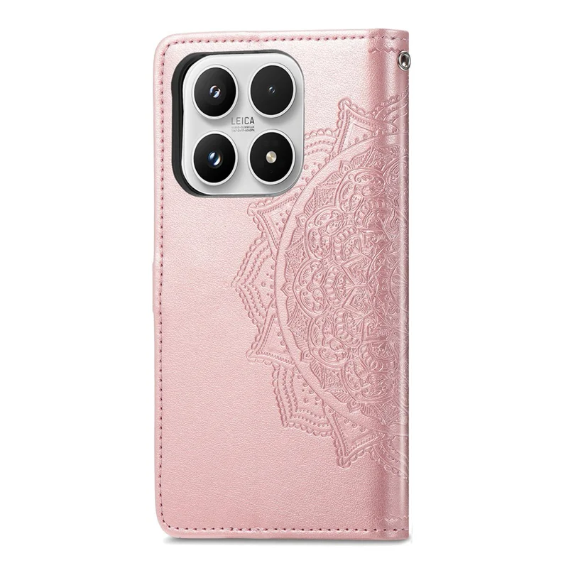 For Xiaomi 17 Max Wallet Case Mandala Flower Leather Phone Cover Stand - Rose Gold