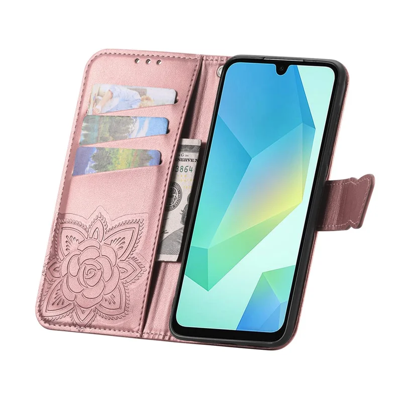 For Xiaomi 17 Max Case with Strap Butterfly Pattern PU Leather Wallet Phone Cover - Rose Gold