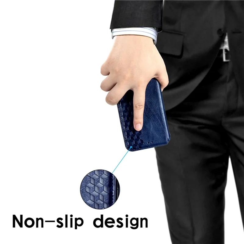 For Xiaomi 17 Max Case Rhombus Imprint PU Leather Wallet Phone Cover - Blue
