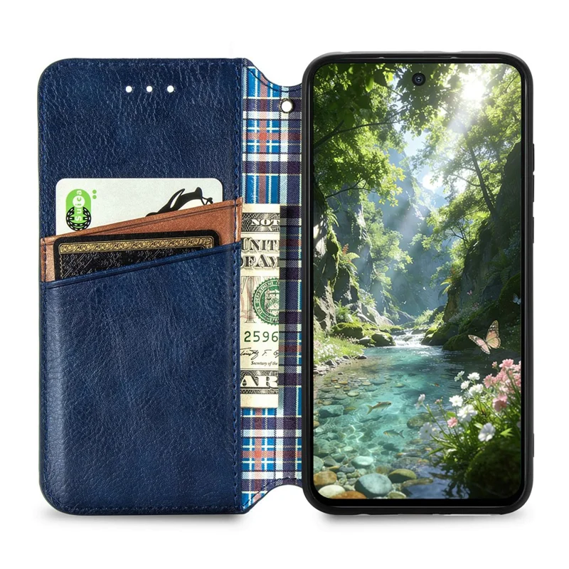 For Xiaomi 17 Max Case Rhombus Imprint PU Leather Wallet Phone Cover - Blue