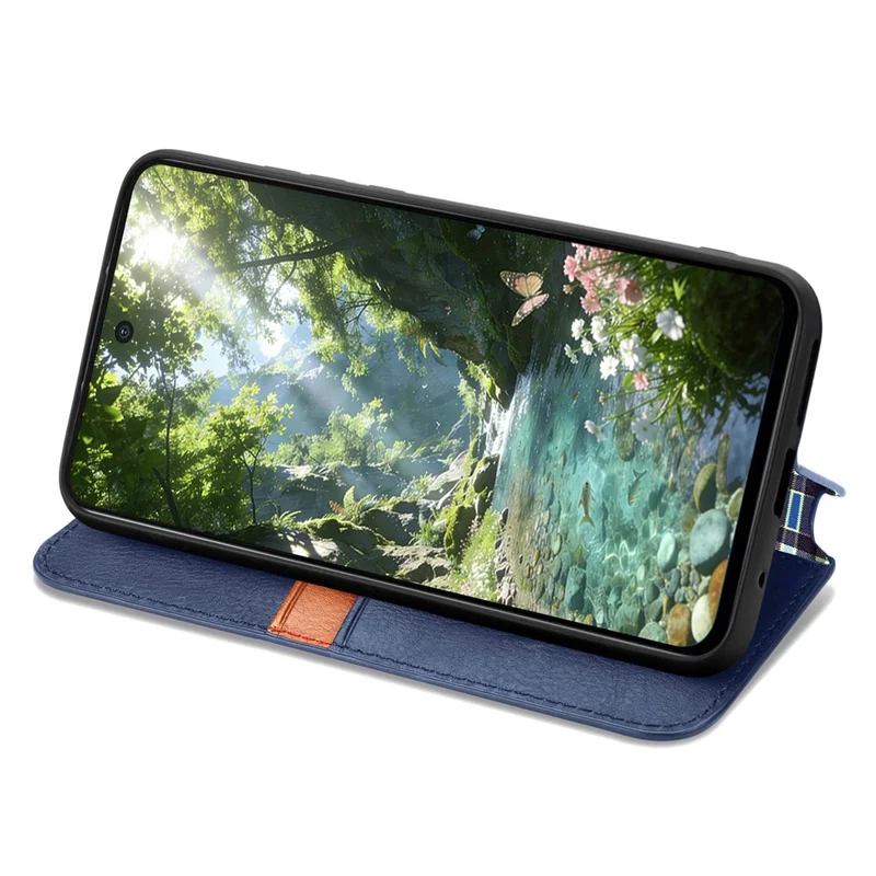 For Xiaomi 17 Max Case Rhombus Imprint PU Leather Wallet Phone Cover - Blue