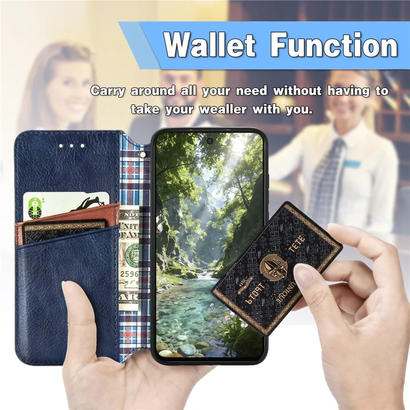 For Xiaomi 17 Max Case Rhombus Imprint PU Leather Wallet Phone Cover - Blue