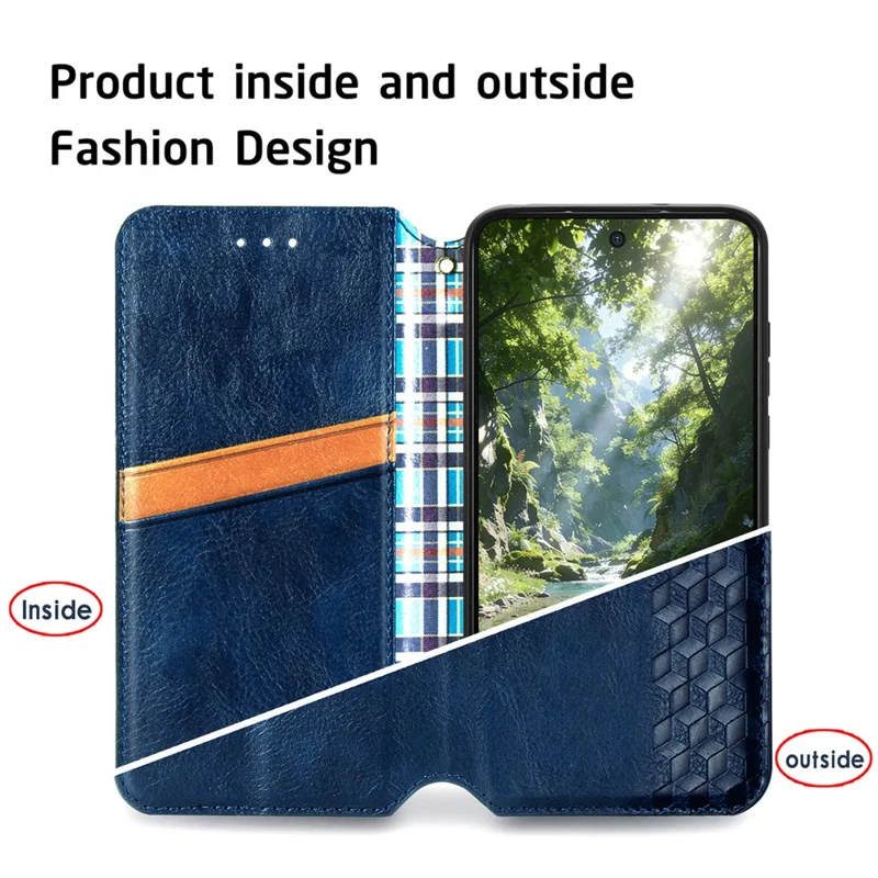 For Xiaomi 17 Max Case Rhombus Imprint PU Leather Wallet Phone Cover - Blue