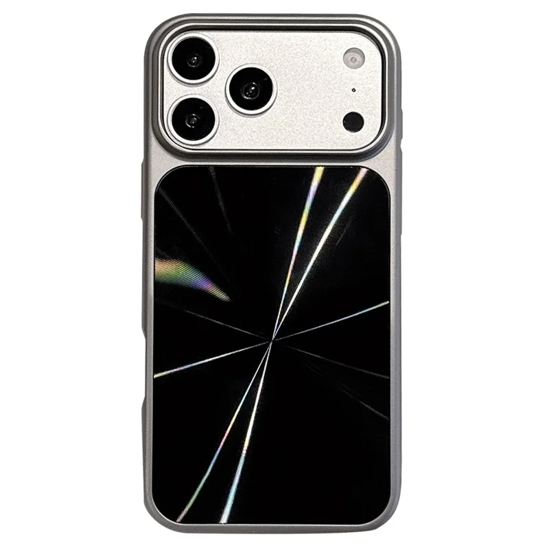 For iPhone 17 Pro Max Case Large Camera Cutout Aurora CD Pattern PC + TPU Phone Cover - Black