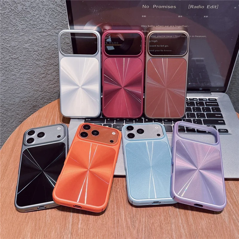For iPhone 17 Pro Max Case Large Camera Cutout Aurora CD Pattern PC + TPU Phone Cover - Black