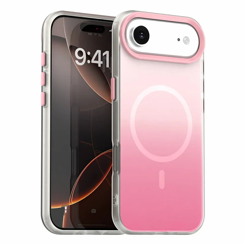 For iPhone Air Magnetic Case Gradient TPU + PET + PC IMD Shockproof Phone Cover - Pink