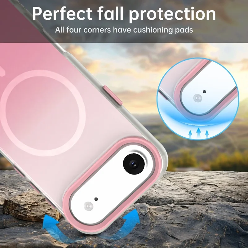 For iPhone Air Magnetic Case Gradient TPU + PET + PC IMD Shockproof Phone Cover - Pink