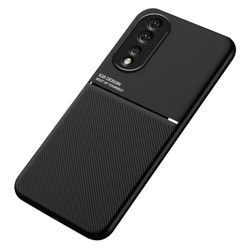 For Honor 80 Pro 5G Lines Imprinted Cell Phone Case PU Leather+TPU Anti-scratch Cover with Built-in Metal Sheet - Black