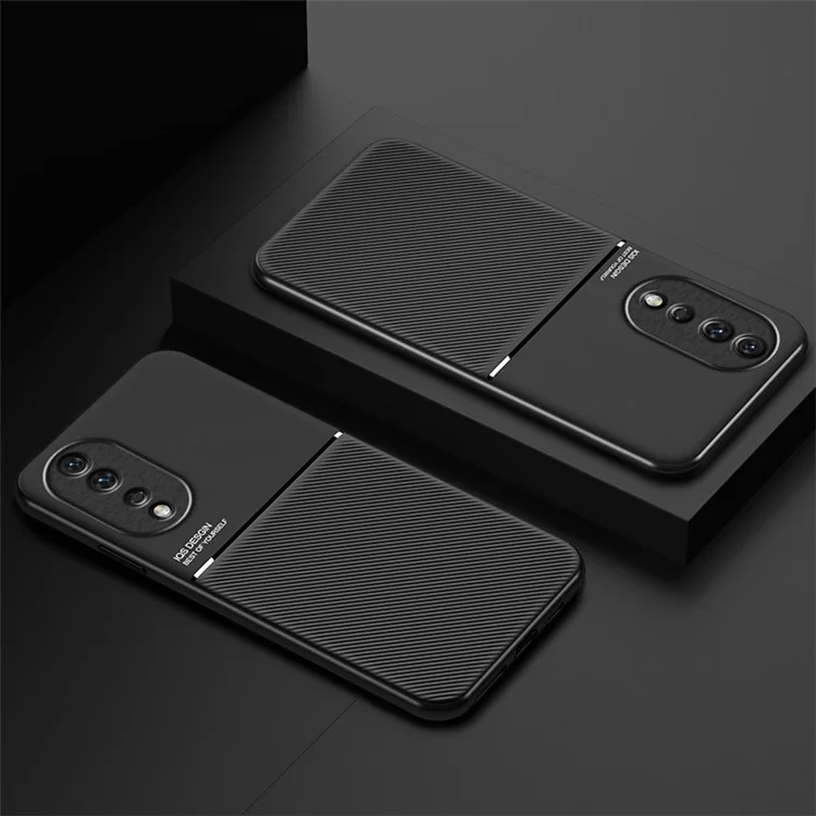 For Honor 80 Pro 5G Lines Imprinted Cell Phone Case PU Leather+TPU Anti-scratch Cover with Built-in Metal Sheet - Green