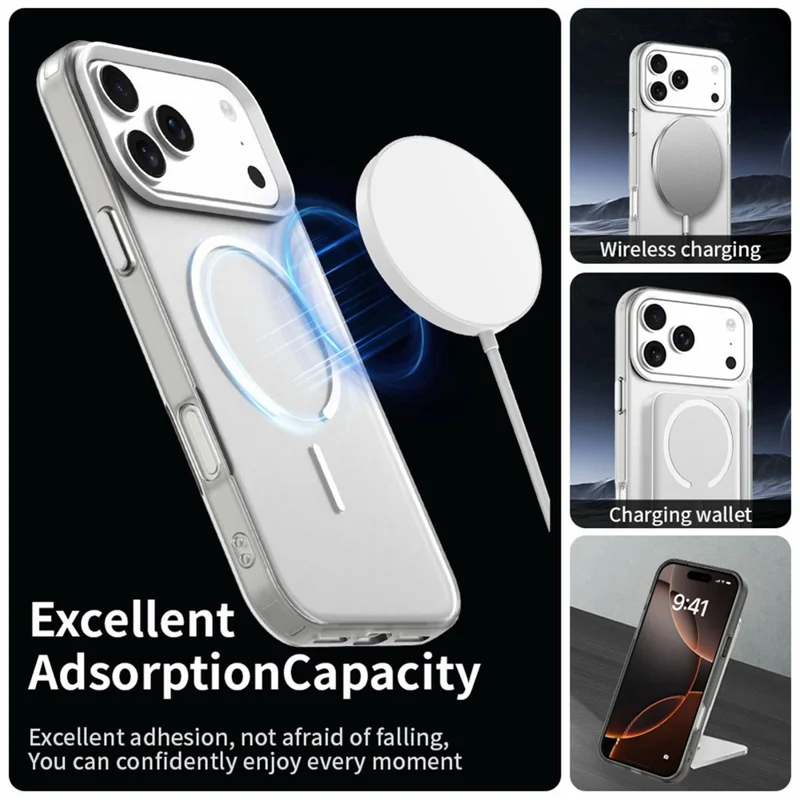 For iPhone 18 Pro Max / 17 Pro Max Magnetic Case Shock-absorbing Air Protection PC + TPU Phone Cover - White