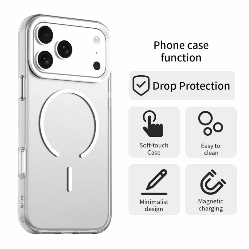 For iPhone 18 Pro Max / 17 Pro Max Magnetic Case Shock-absorbing Air Protection PC + TPU Phone Cover - White